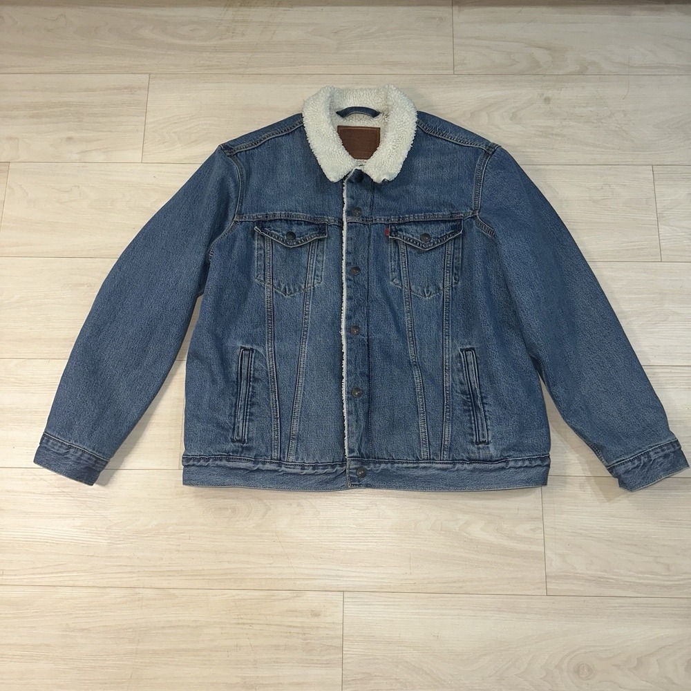 Levi's Premium Men's Cotton Sherpa Lined Denim Jean Trucker Jacket Size XL